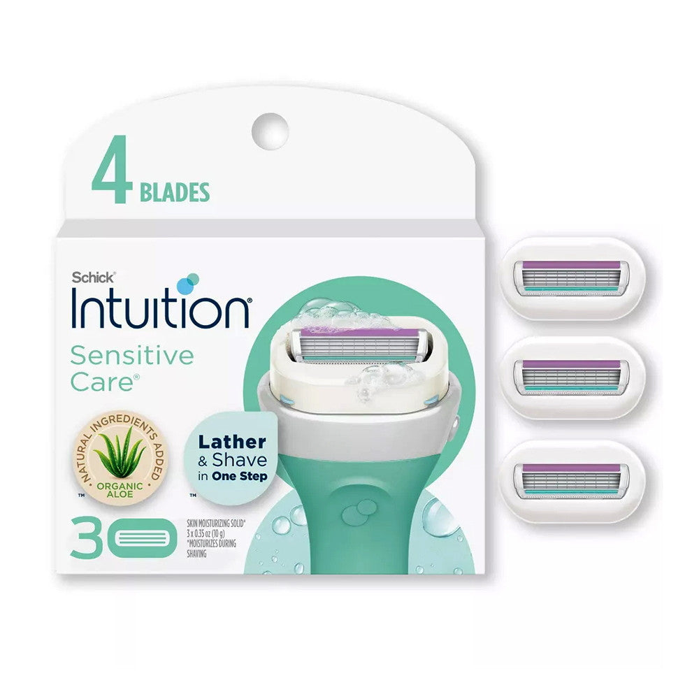 Schick Intuition 4 Blade Sensitive Care Womens Razor Cartridge Refills, 3 Ct